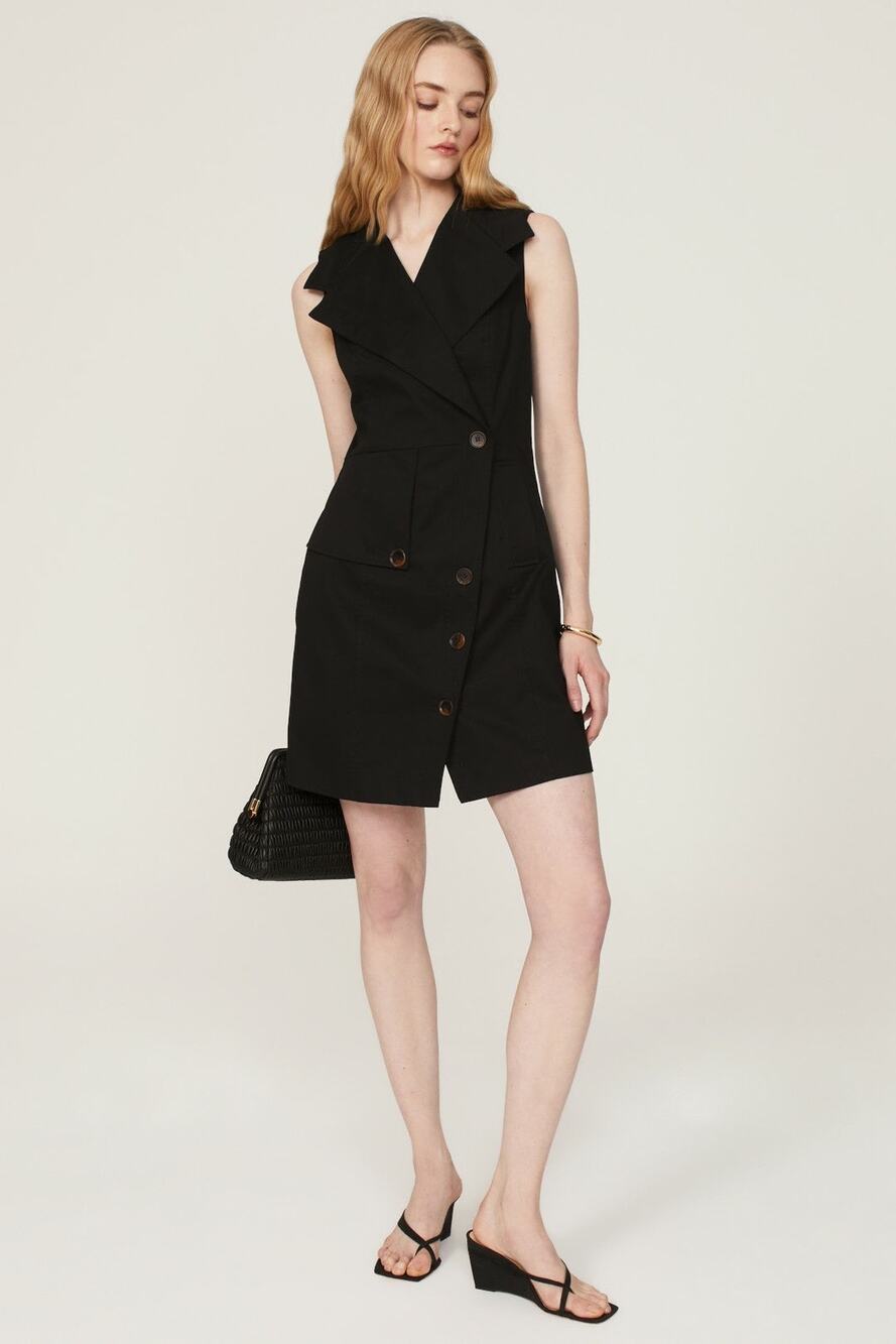 RTR Toccin x RTR Sz 12 Black Trench Blazer Asymmetric Wrap Mini Dress
